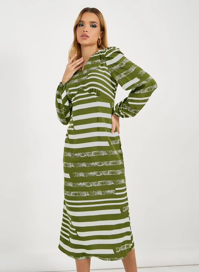 Styli Striped Midi Dress