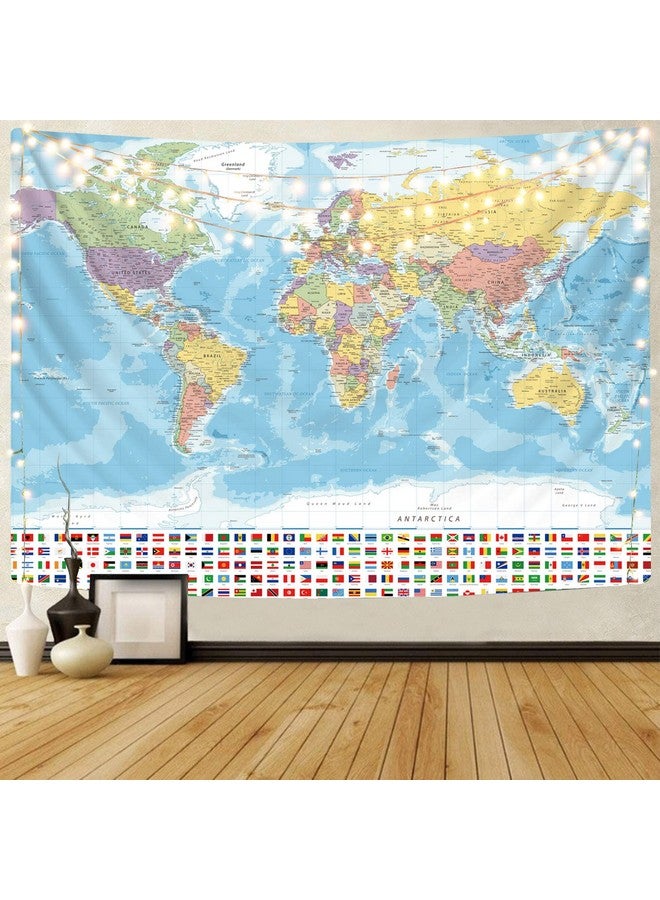 KYKU Small World Map Tapestry World Tapestries Globe Map Tapestry Flags Travel Classroom Decor Earth Decorations Party (51.2 X 59.1) - Image 1
