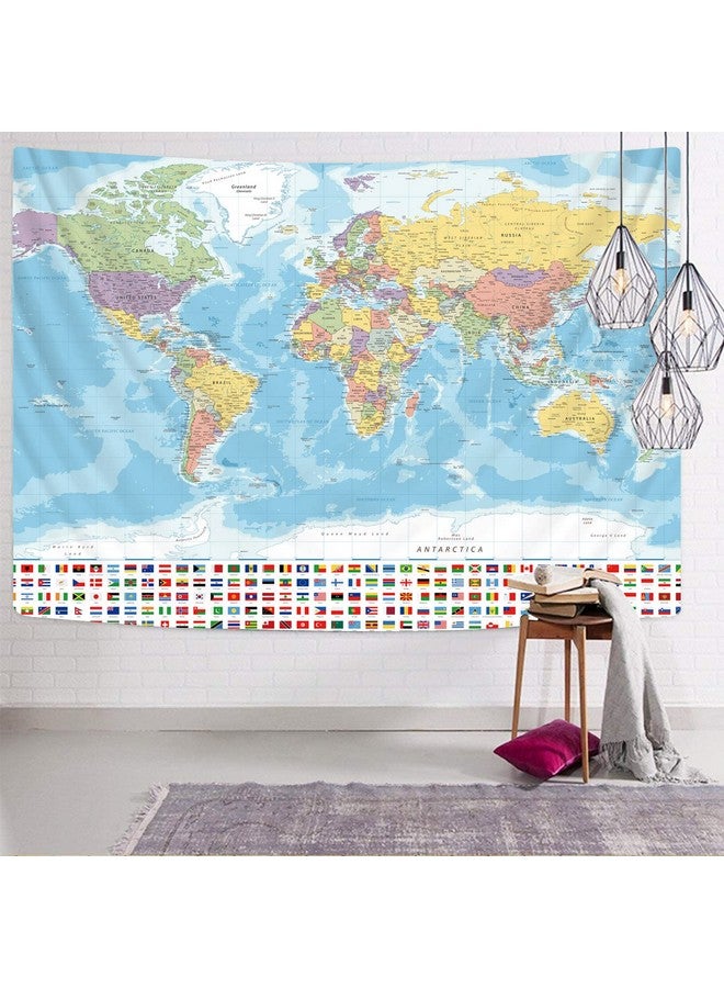 KYKU Small World Map Tapestry World Tapestries Globe Map Tapestry Flags Travel Classroom Decor Earth Decorations Party (51.2 X 59.1) - Image 2