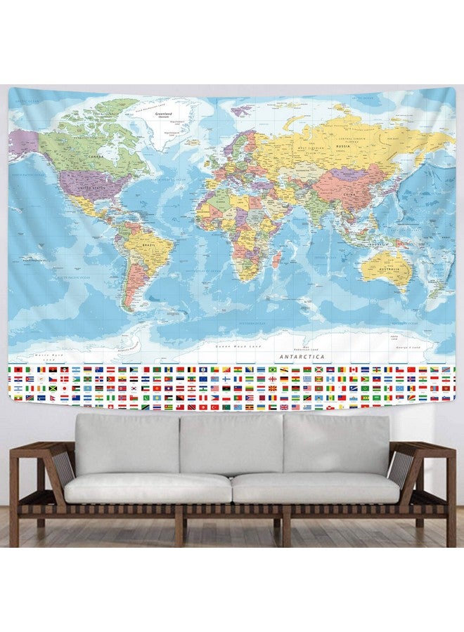 KYKU Small World Map Tapestry World Tapestries Globe Map Tapestry Flags Travel Classroom Decor Earth Decorations Party (51.2 X 59.1) - Image 3