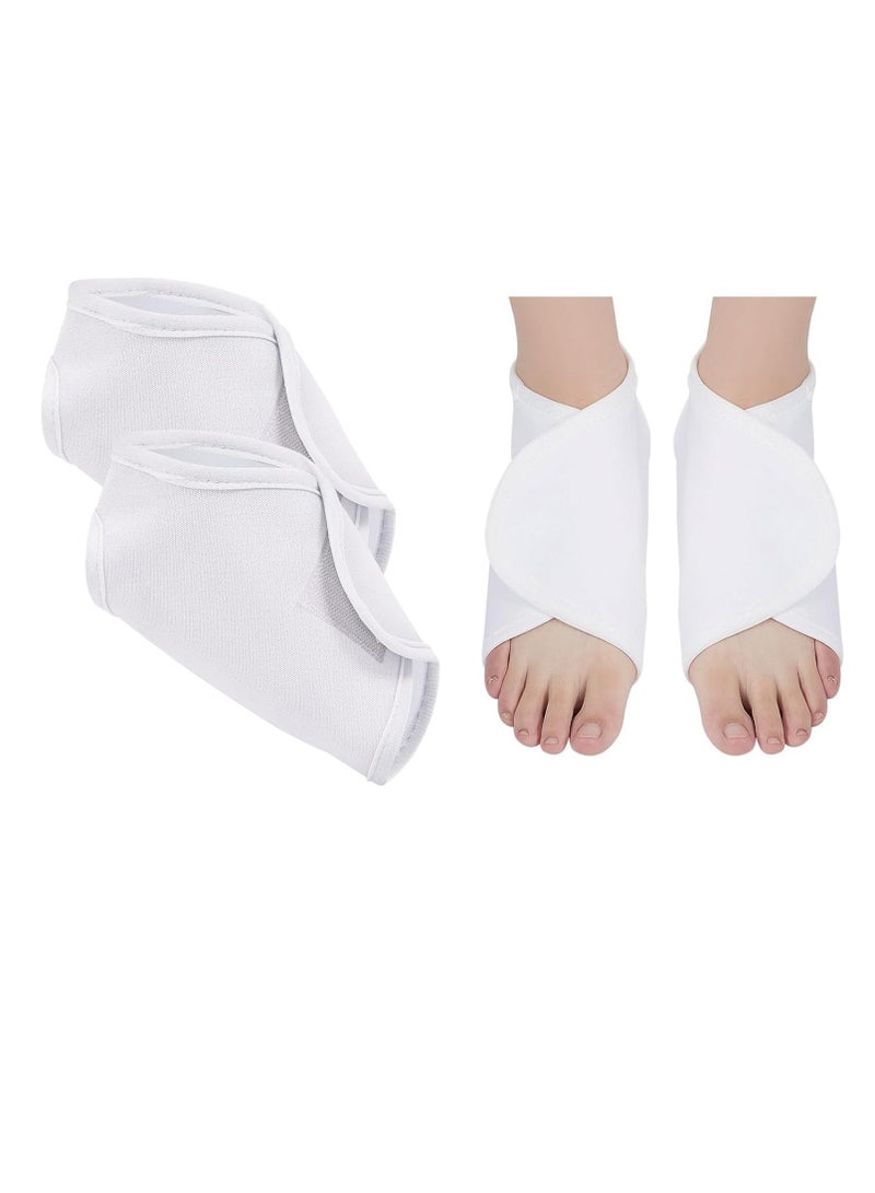 SYOSI 2Pcs Castor Oil Pack Wrap for Ankle Adjustable Ankle Wrap for Plantar Fasciitis Relief Washable Reusable Plantar Fasciitis Brace Castor Oil Compress Pads for Women and Men Ankle Support White - Image 1