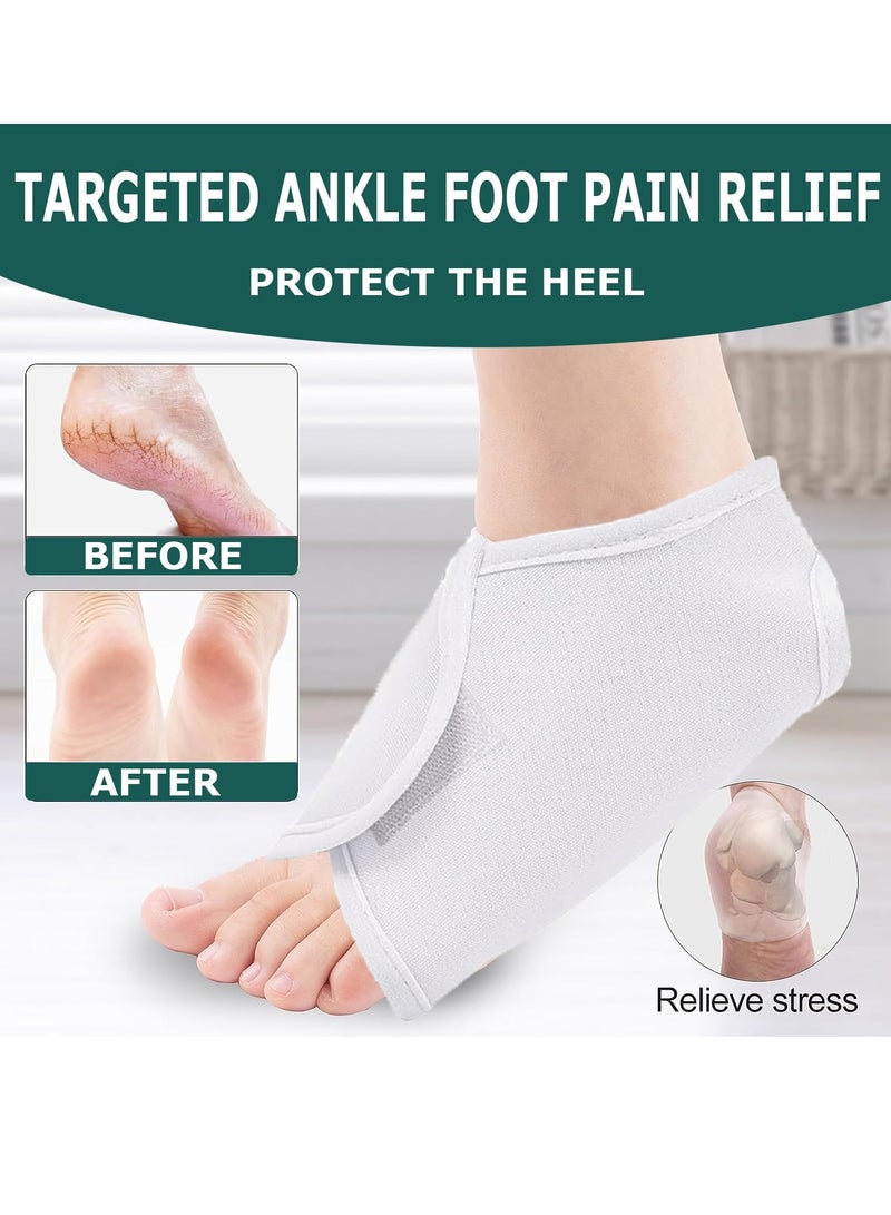 SYOSI 2Pcs Castor Oil Pack Wrap for Ankle Adjustable Ankle Wrap for Plantar Fasciitis Relief Washable Reusable Plantar Fasciitis Brace Castor Oil Compress Pads for Women and Men Ankle Support White - Image 2