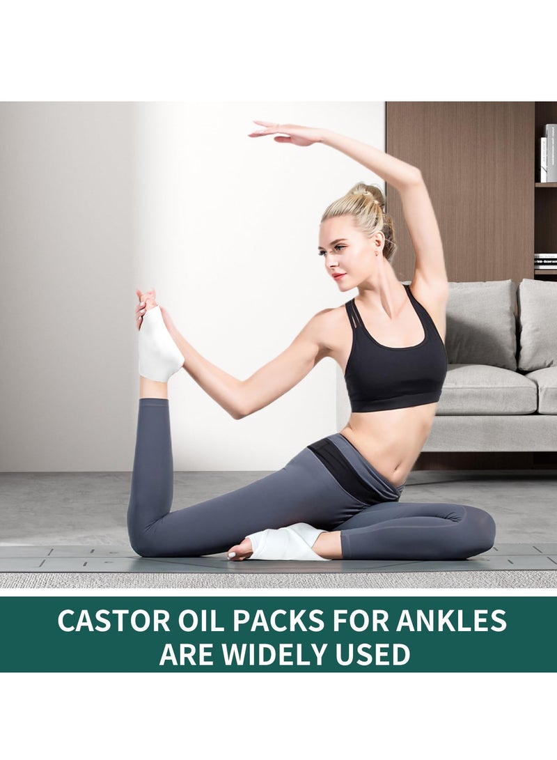 SYOSI 2Pcs Castor Oil Pack Wrap for Ankle Adjustable Ankle Wrap for Plantar Fasciitis Relief Washable Reusable Plantar Fasciitis Brace Castor Oil Compress Pads for Women and Men Ankle Support White - Image 4