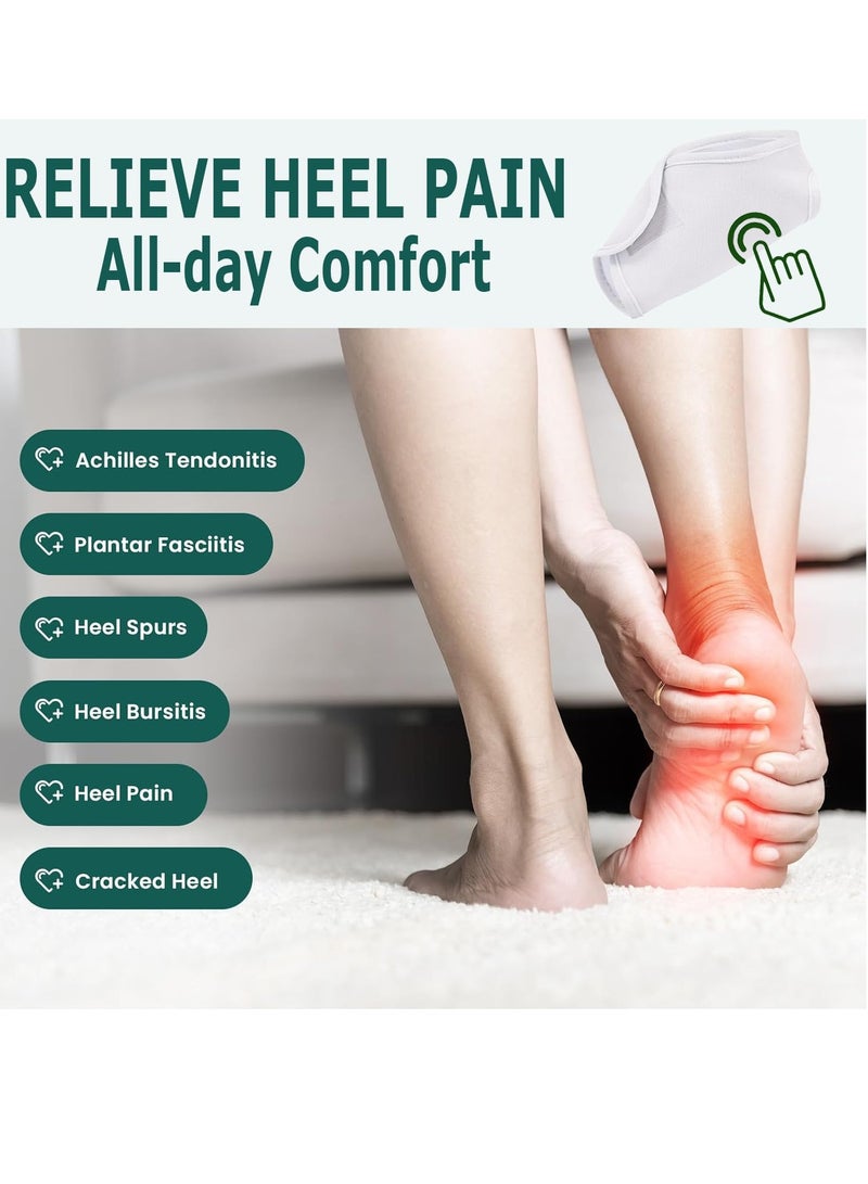 SYOSI 2Pcs Castor Oil Pack Wrap for Ankle Adjustable Ankle Wrap for Plantar Fasciitis Relief Washable Reusable Plantar Fasciitis Brace Castor Oil Compress Pads for Women and Men Ankle Support White - Image 3