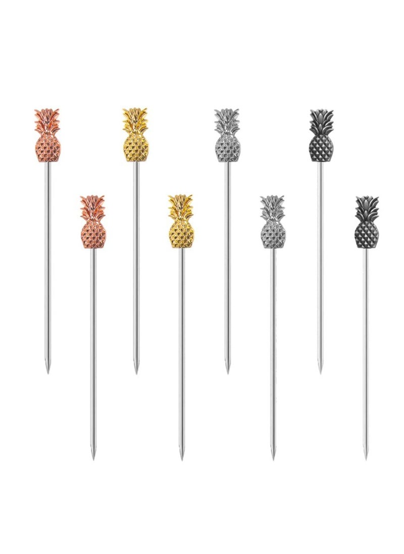 Generic - Stainless Steel Cocktail Picks Set of 8, Reusable Garnish Skewers for Parties, Drinks, Appetizers and Snacks (Pineapple Design) - Image 1