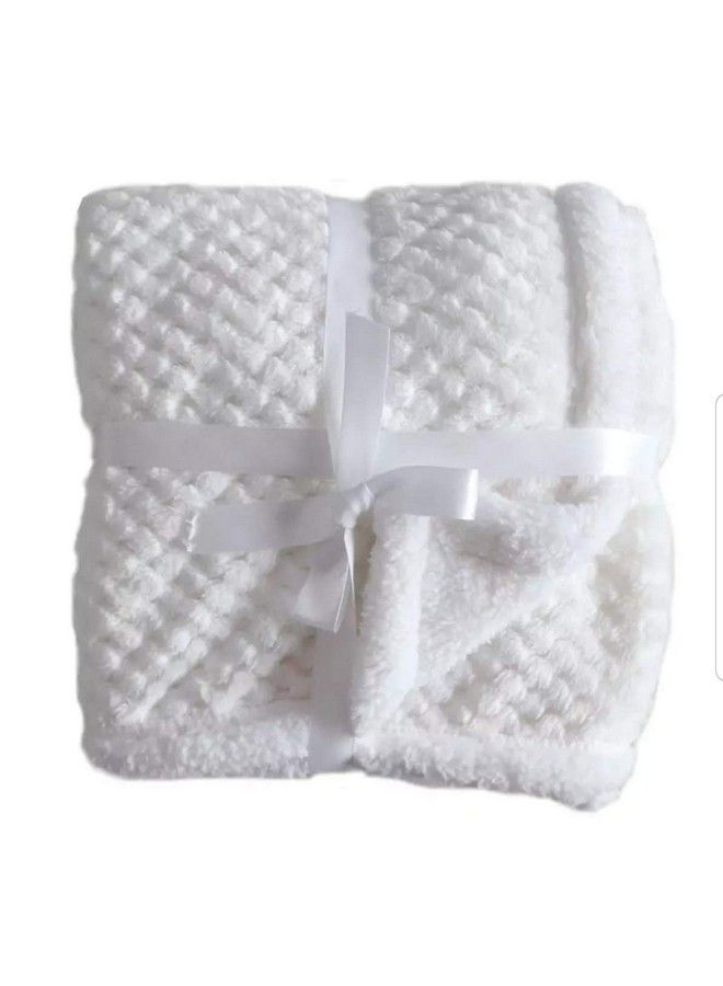 Brandonn Baby Boy'S And Baby Girl'S Luxury Flannel And Sherpa Wrap Sheet For (0 12) Months All Season Blanket;Wrapping Sheet;Baby Blanket For Babies Lightweight (White) - Image 1