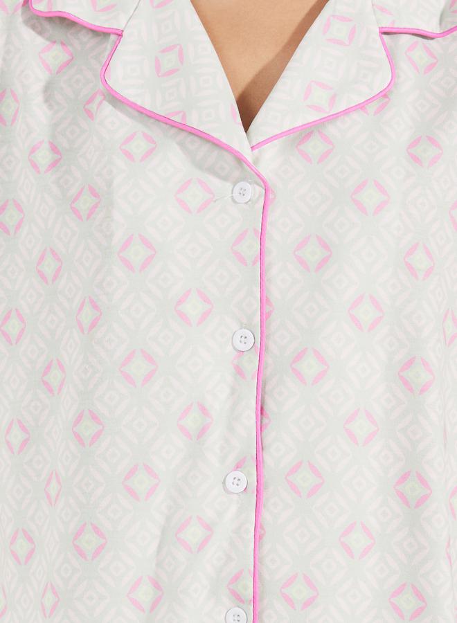 Styli AOP Drop Shoulder Contrast Piped Shirt & Pyjama Set  - Image 3