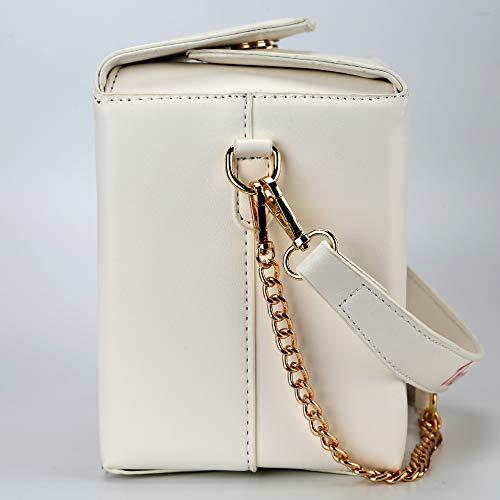 QiMing Tower Print Crossbody Shoulder Bag,Pu Chinese Takeout Box Totes Purse for Women(White) - Image 3