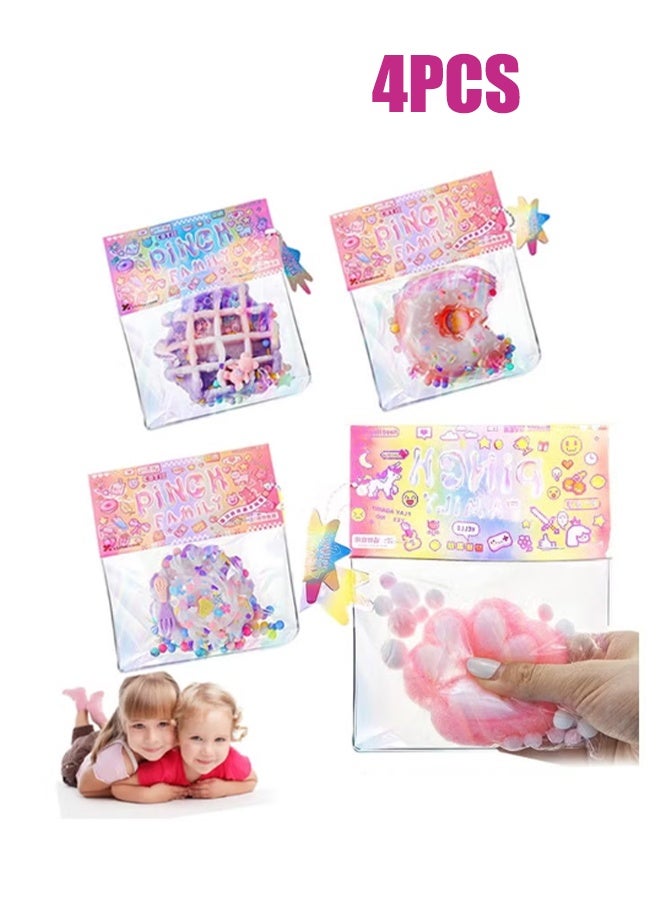 واي جيه 4 قطع ألعاب اسفنجي ، ألعاب جديدة لفك الضغط ، ضغط القط مخلب دونات الإجهاد الكرة قرصة لطيف PVC الألعاب الحسية لتخفيف التململ الصاعد على شكل أشياء جديدة أعياد الميلاد تأثيري حزب مقابل التعبئة والتغليف ديكورات الهدايا - Image 1