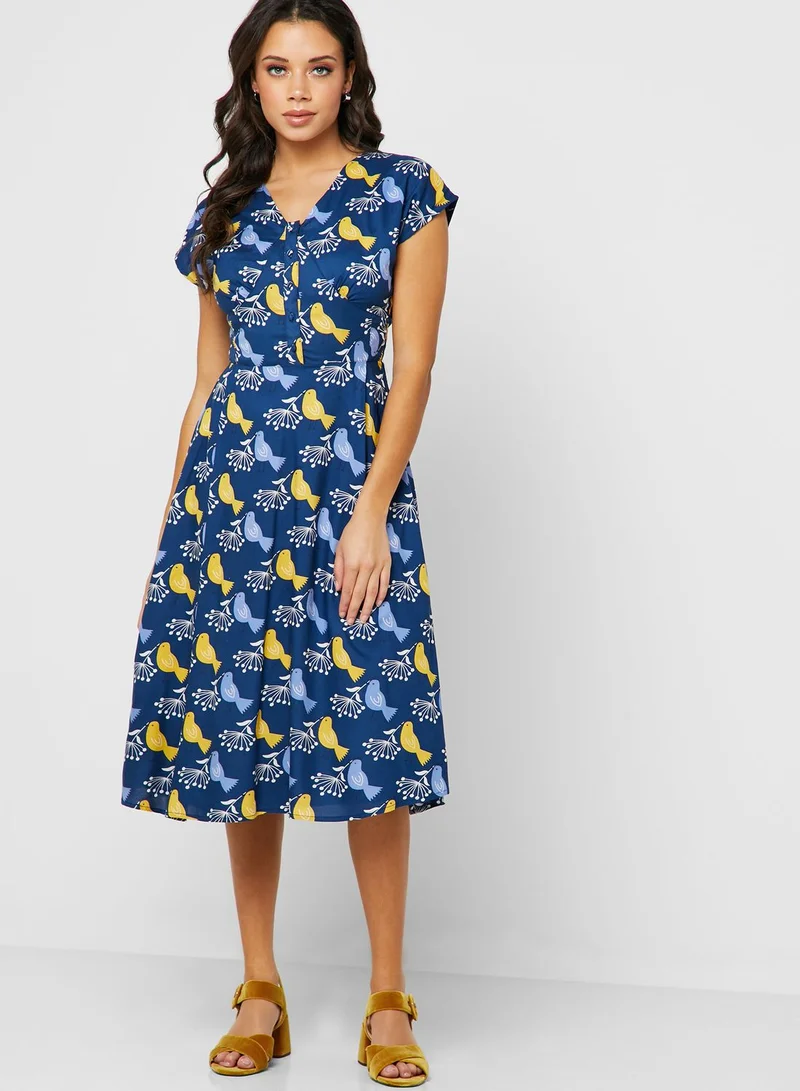 fever london Bird Print Midi Dress