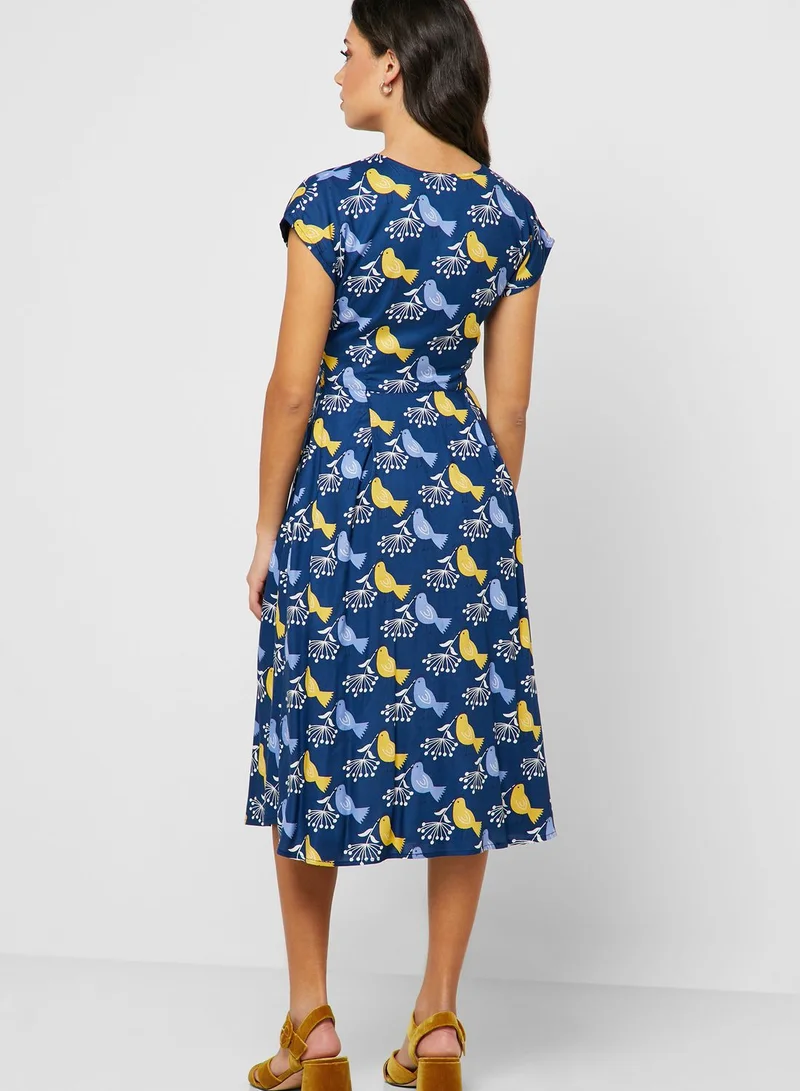 fever london Bird Print Midi Dress