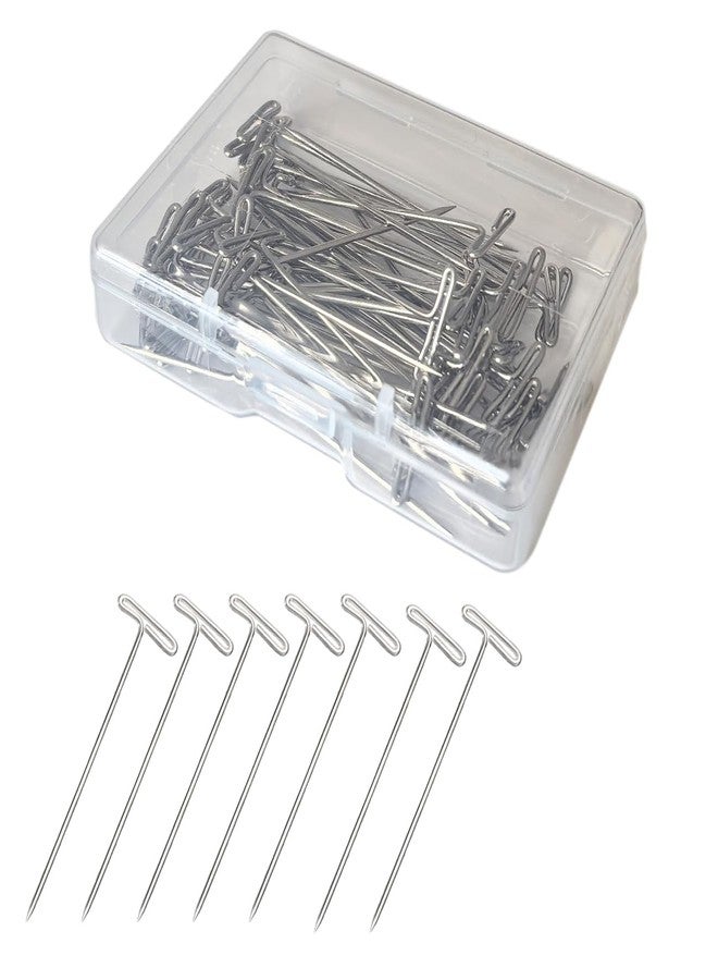 JFFX T Pins, 50 Pack T-pin 2 Inch Wig Pin for Blocking Knitting, Modelling, Crafts and Wig Making - Image 1