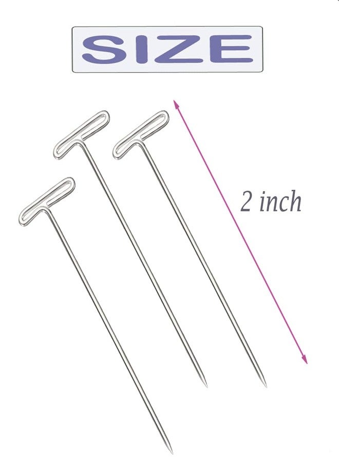 JFFX T Pins, 50 Pack T-pin 2 Inch Wig Pin for Blocking Knitting, Modelling, Crafts and Wig Making - Image 2