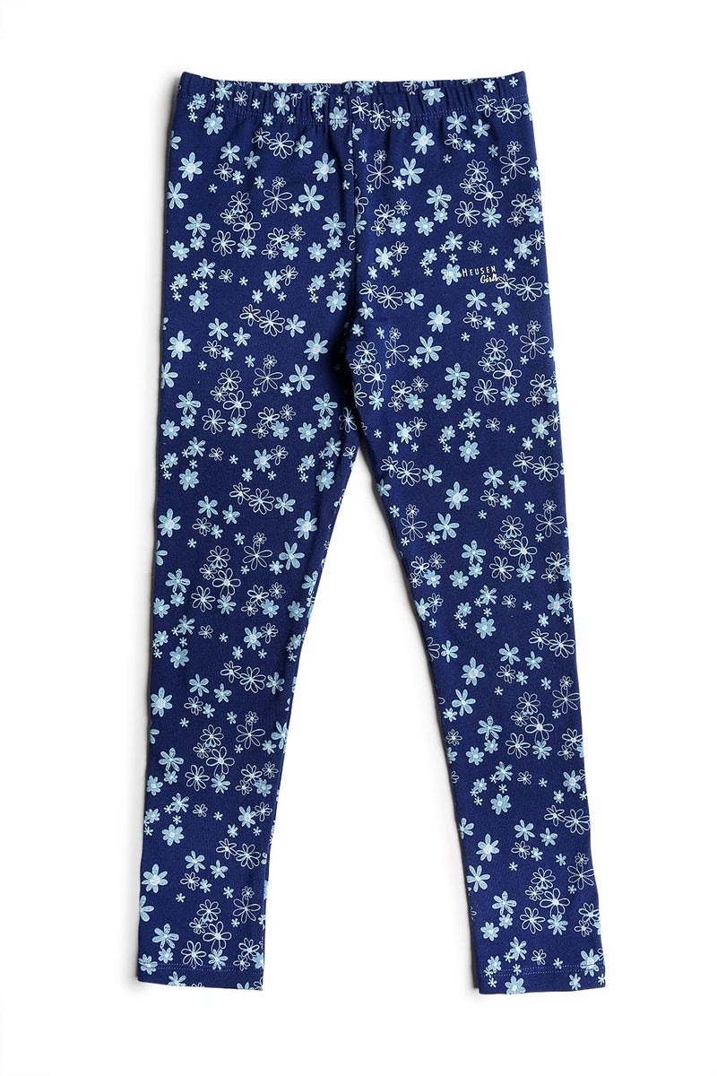 Van Heusen Girls Skinny Fit High Rise Leggings - Power Plus Cotton Spandex - Power Plus, Allover Print, Super Soft_56302_Blue Bloom AOP_11-12 Years - Image 5