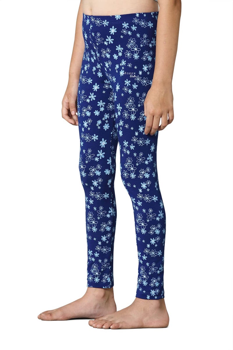 Van Heusen Girls Skinny Fit High Rise Leggings - Power Plus Cotton Spandex - Power Plus, Allover Print, Super Soft_56302_Blue Bloom AOP_11-12 Years - Image 3