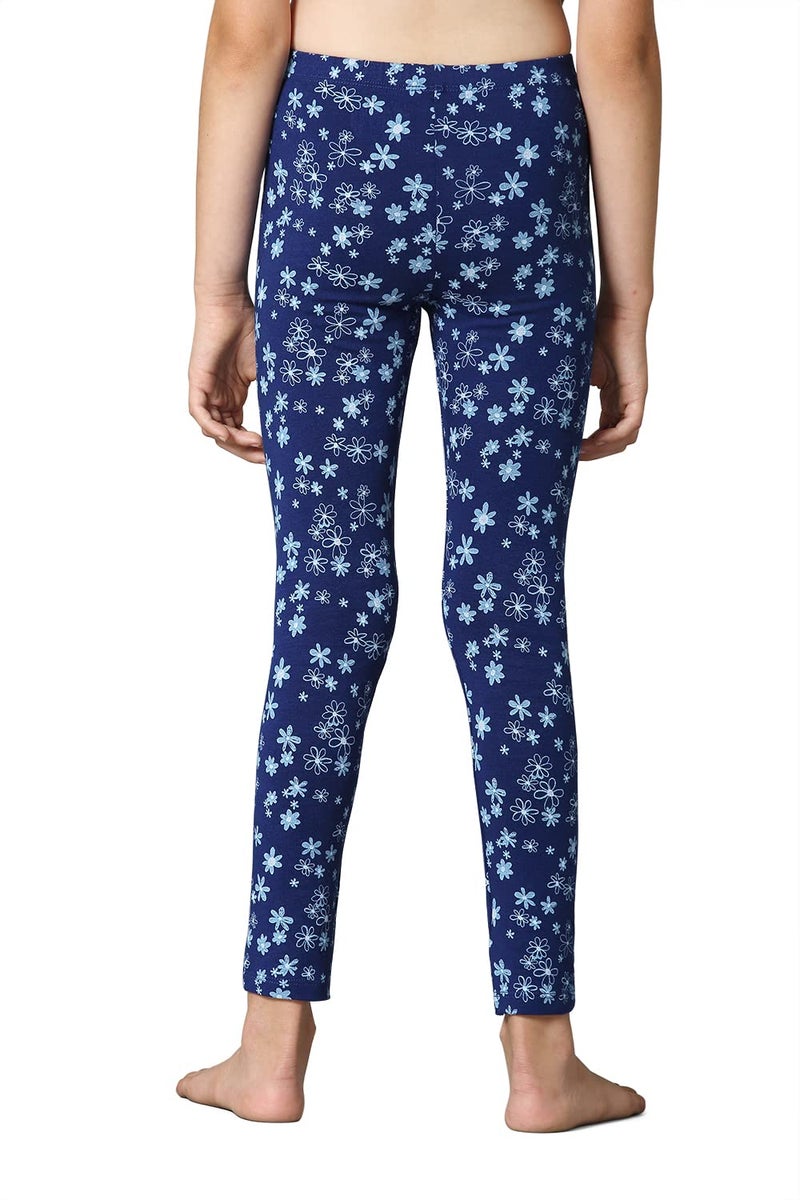 Van Heusen Girls Skinny Fit High Rise Leggings - Power Plus Cotton Spandex - Power Plus, Allover Print, Super Soft_56302_Blue Bloom AOP_11-12 Years - Image 4