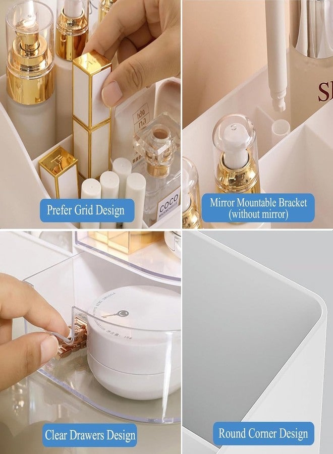 SCALER Makeup Organiser Cosmetic Makeup Lipstick Storage Box with Drawer Plastic Case Holder Skin Care Products for Dressing Table (WHITE) - Image 4