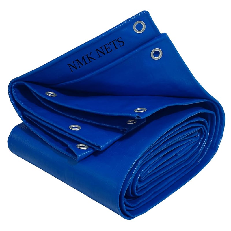 NMK NETS Tarpaulin 170 GSM Heavy Duty 3X Strong 100% Water Proof and Uv Treated (8x30 feet, semi Transparent Blue) - Image 1