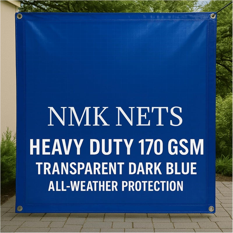 NMK NETS Tarpaulin 170 GSM Heavy Duty 3X Strong 100% Water Proof and Uv Treated (8x30 feet, semi Transparent Blue) - Image 3
