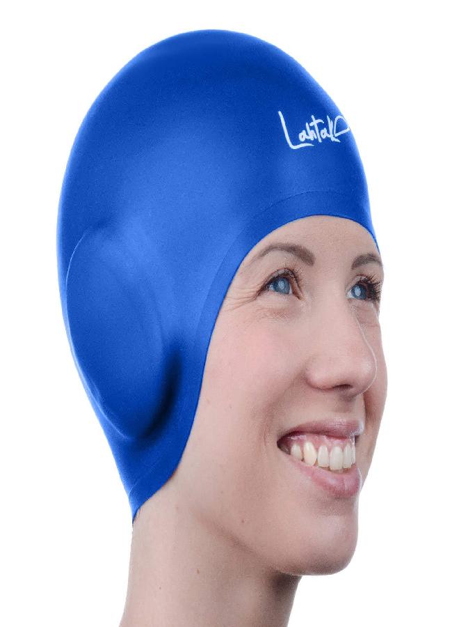 Lahtak Swim Caps Ear Protection 3D - Swimming Cap for Women Men - Silicone Swim Cap Waterproof - Fits Long Hair & Short - Adult Swim Cap - Youth Swim Cap - Swim Hats (Bluebonnet Blue) - Image 4