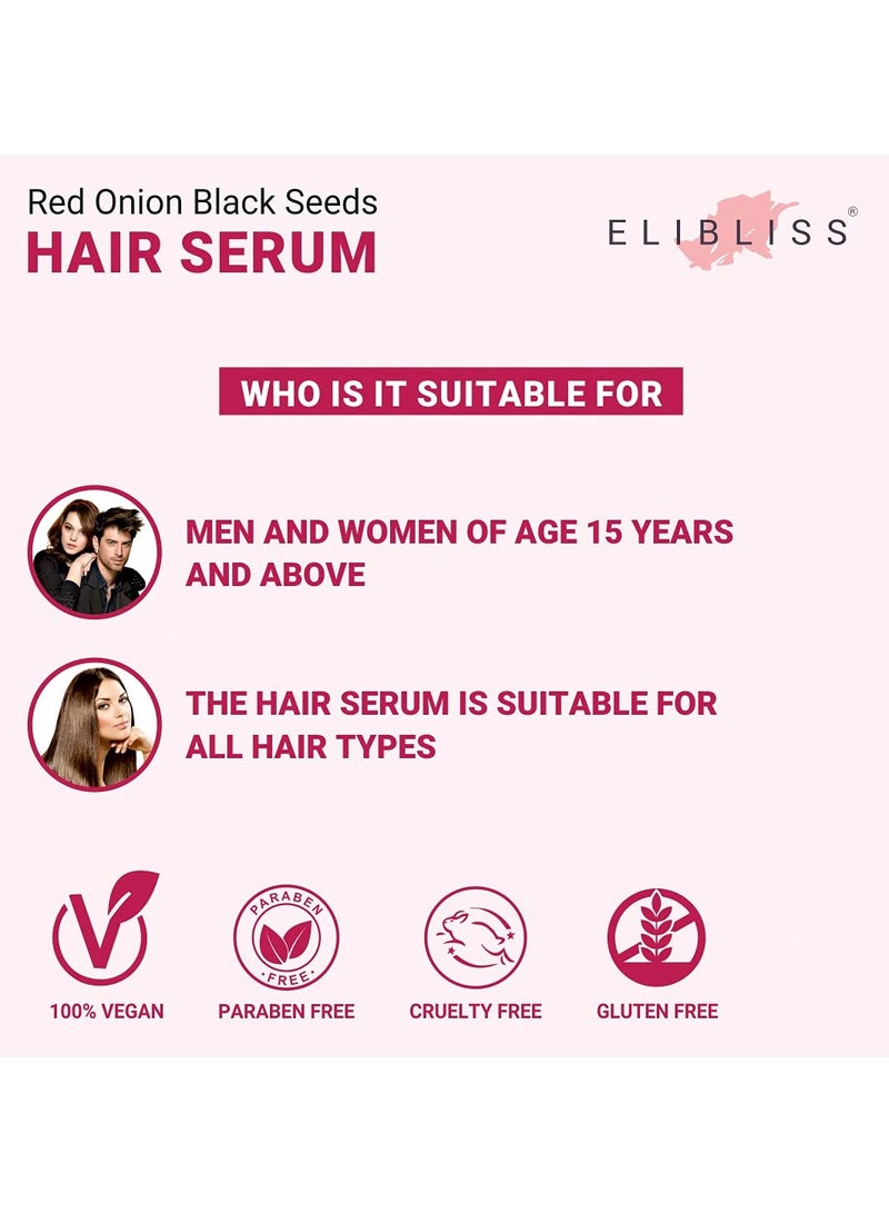 Elibliss Red Onion Black Seeds Hair Serum For Silky Smooth Hair Tames Frizzy Hair 100ML Pack Of 2 - Image 3