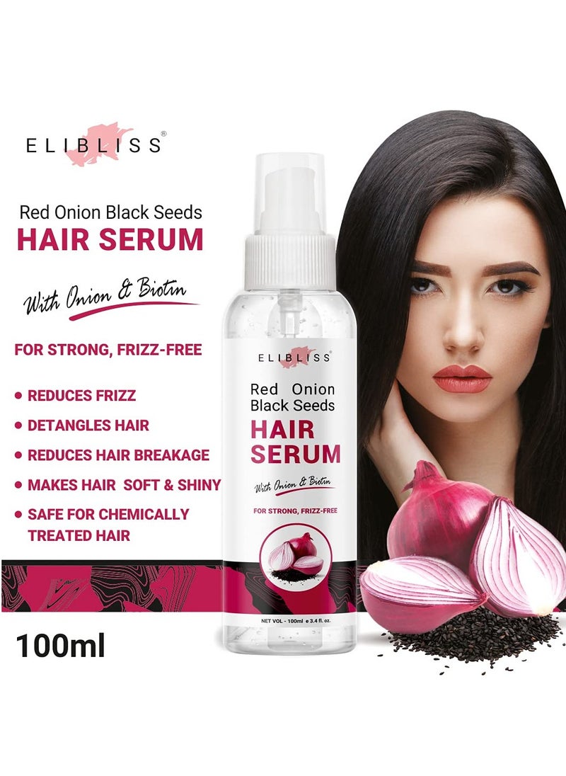 ELIBLISS Elibliss Red Onion Black Seeds Hair Serum For Silky Smooth Hair Tames Frizzy Hair 100ML Pack Of 2  - Image 2