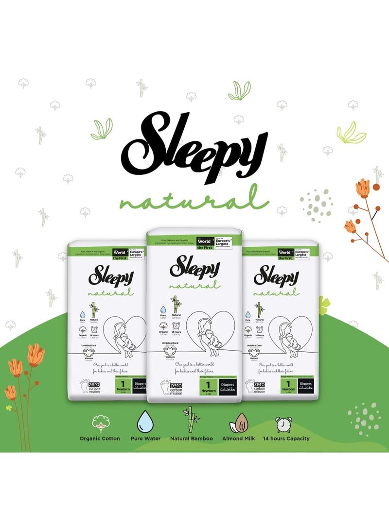 Sleepy Natural Size 1 Newborn 2-5kg Hypoallergenic Baby Dry Diapers 40 Diapers - Image 3