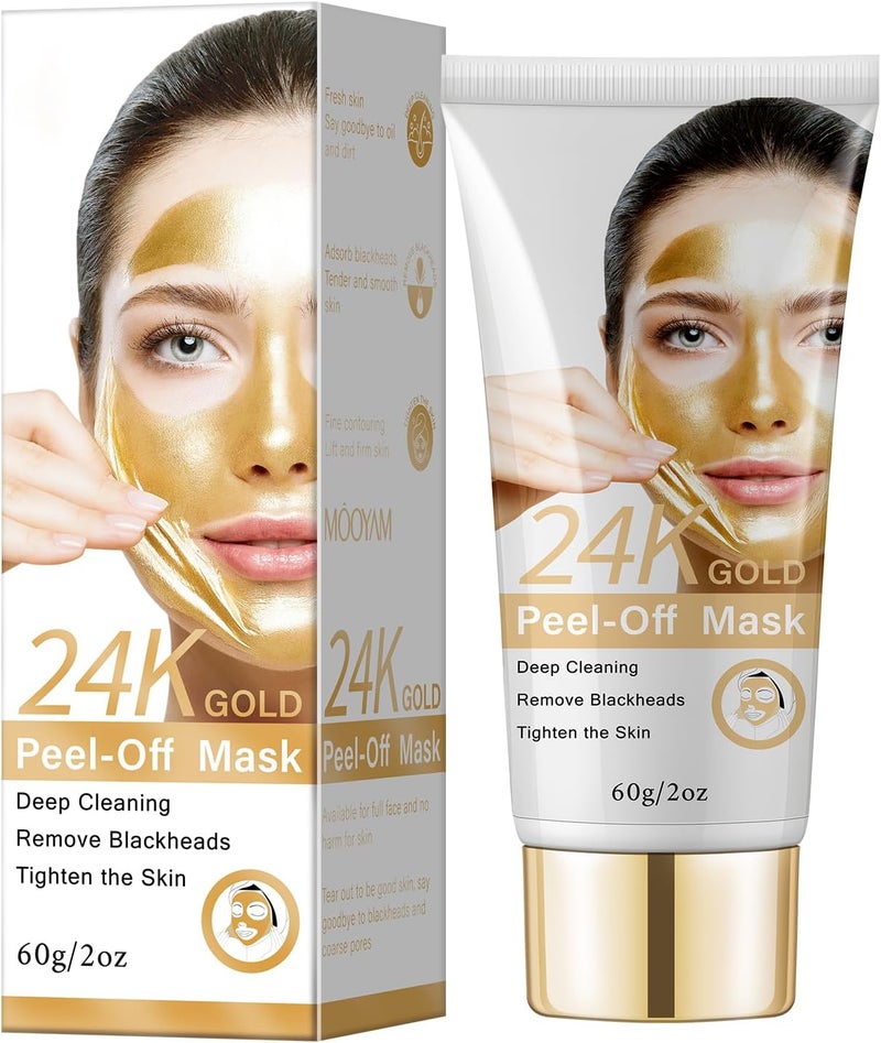 24K Gold Peel Off Mask for Women and Men Blackhead Remover Mask Peel Off Face Masks Skincare Moisturizing Facial Masks Exfoliating Deep Cleansing for All Skin Types