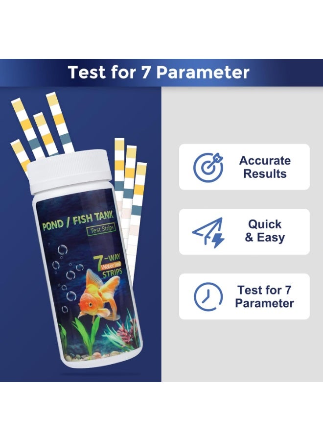 7 in 1 Aquarium Test Strips, 100 Strips Fish Tank Water Quality Test Kit for Freshwater & Saltwater, Tests pH, Carbonate, Alkalinity, Hardness, Chlorine, Nitrite, Nitrate - Image 3
