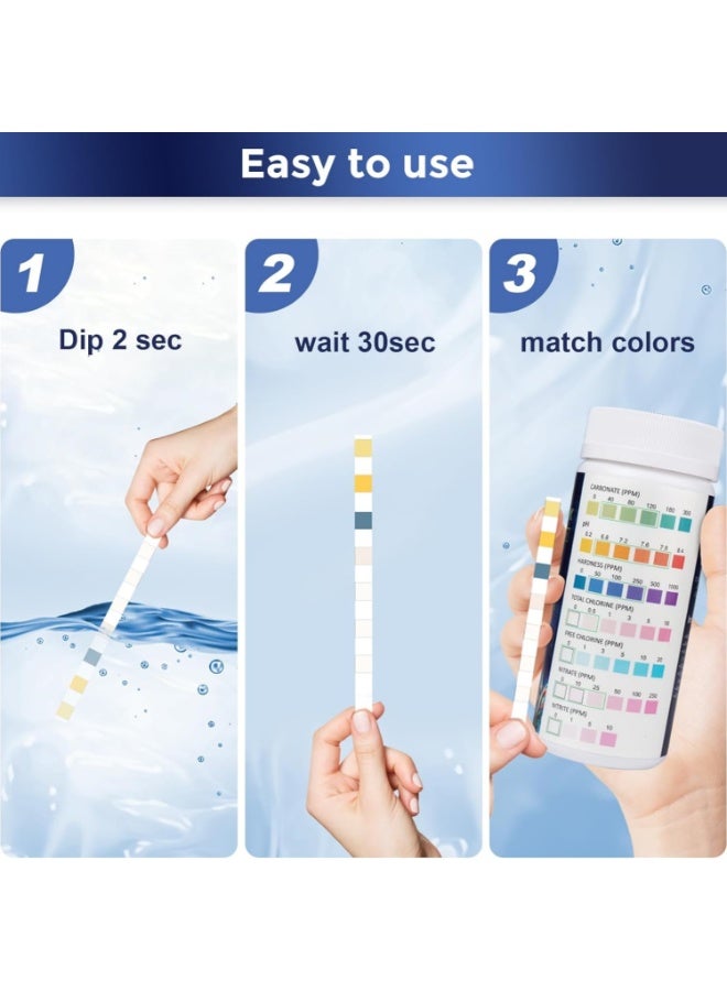 7 in 1 Aquarium Test Strips, 100 Strips Fish Tank Water Quality Test Kit for Freshwater & Saltwater, Tests pH, Carbonate, Alkalinity, Hardness, Chlorine, Nitrite, Nitrate - Image 4