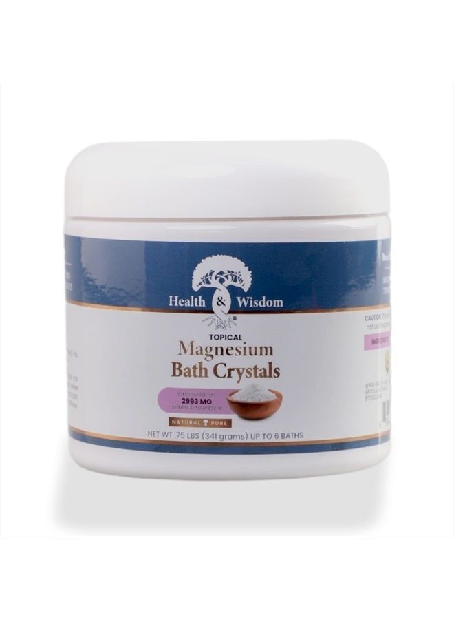 Health and Wisdom بلورات حمام المغنيسيوم 8 حمامات، 12 أونصة - Image 1