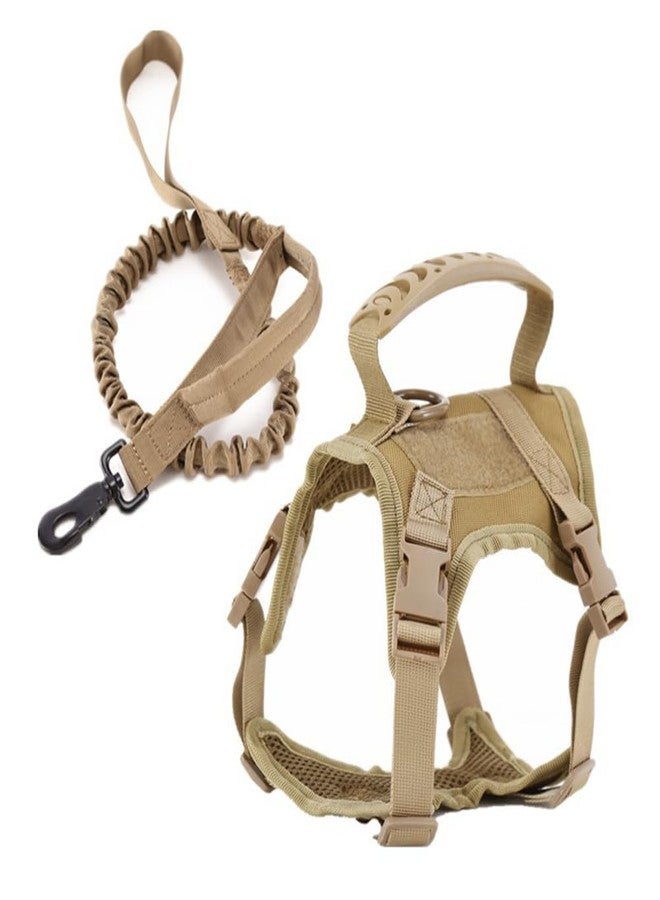 FORZENA Tactical Cat Harness & Leash Set - Escape-Proof Adjustable for Walking Small Dog Vest Harness with Patches, Soft Mesh Padding and Rubber Handle for Easy Control (Khaki) - Image 2