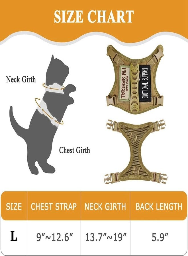 FORZENA Tactical Cat Harness & Leash Set - Escape-Proof Adjustable for Walking Small Dog Vest Harness with Patches, Soft Mesh Padding and Rubber Handle for Easy Control (Khaki) - Image 3