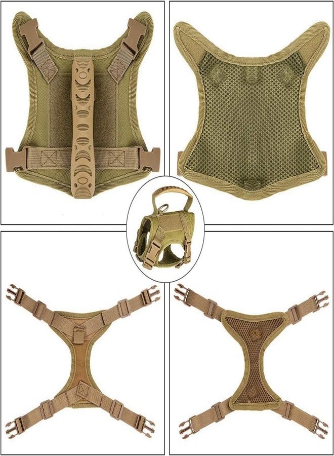 FORZENA Tactical Cat Harness & Leash Set - Escape-Proof Adjustable for Walking Small Dog Vest Harness with Patches, Soft Mesh Padding and Rubber Handle for Easy Control (Khaki) - Image 4