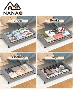 NANAO Upgraded Under Bed Storage With Wheels, 2 Pack Under Bed Storage Containers, Under Bed Shoe Storage Organizer Wheels, Rolling under bed storage, Under Bed Drawer Storage for Clothes-2 Pack Gray  - Image 4