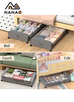 NANAO Upgraded Under Bed Storage With Wheels, 2 Pack Under Bed Storage Containers, Under Bed Shoe Storage Organizer Wheels, Rolling under bed storage, Under Bed Drawer Storage for Clothes-2 Pack Gray  - Image 5