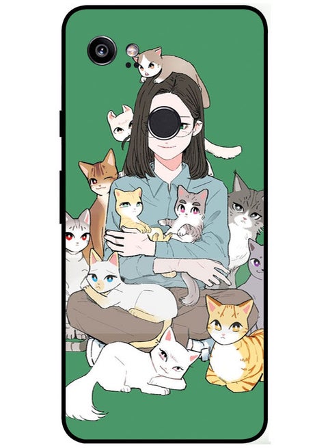 Protective Case Cover For Google Pixel 2 XL Smart Series Printed Protective Case Cover for Google Pixel 2 XL Girl with Cats