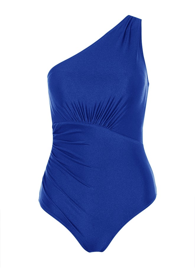 Saks One Shoulder Draped Regular Swimsuit