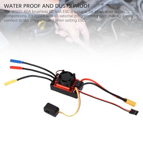 Sunisfa Brushless ESC for 1/10 RC Car Motor Electric Speed Controller 2-3S 60A with Cooling Fan - Image 4