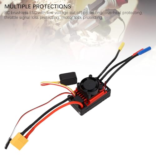 Sunisfa Brushless ESC for 1/10 RC Car Motor Electric Speed Controller 2-3S 60A with Cooling Fan - Image 2