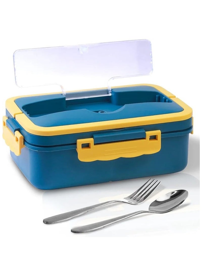 LINGWEI Bento Box, 3 Compartments 1300ml Lunch Box For Kids and Adults with Reusable Spoon and Fork, Leakproof Food Container for On the Go Meal - Image 1