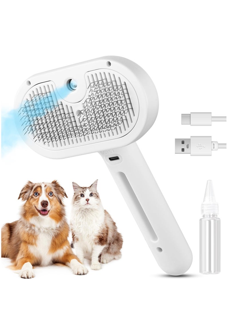 Furtey Cat Steam Brush for Shedding Steamy Cat Brush for Long & Short Haired Cats Dogs Spray Cat Brush for Pet Grooming Self-Cleaning Pet Hair Removal Comb with Water Tank - Image 1