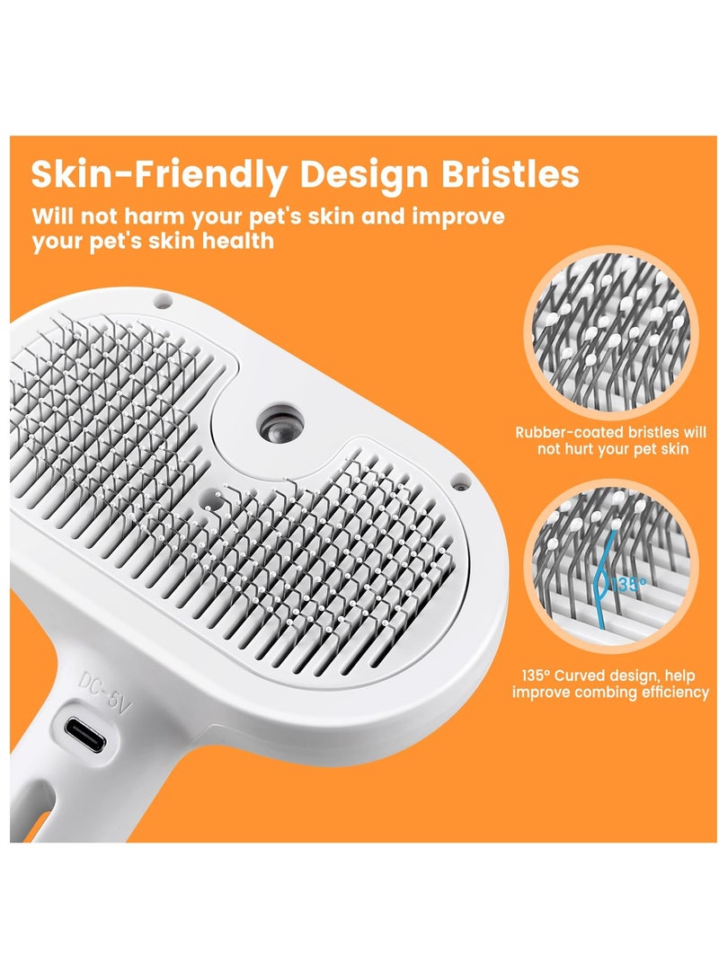 Furtey Cat Steam Brush for Shedding Steamy Cat Brush for Long & Short Haired Cats Dogs Spray Cat Brush for Pet Grooming Self-Cleaning Pet Hair Removal Comb with Water Tank - Image 4