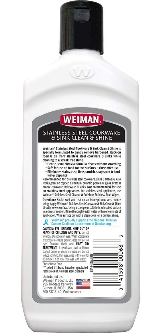 Weiman Stainless Steel Sink and Cookware Cleaner and Polish with Microfiber Cloth - 8 Ounce - Image 2