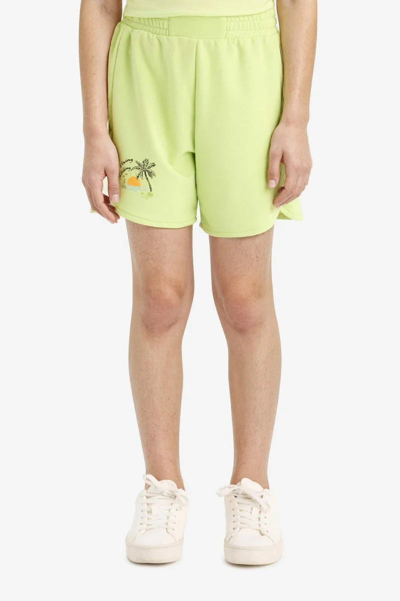 ديفاكتو Girl Elastic Waist Printed Shorts