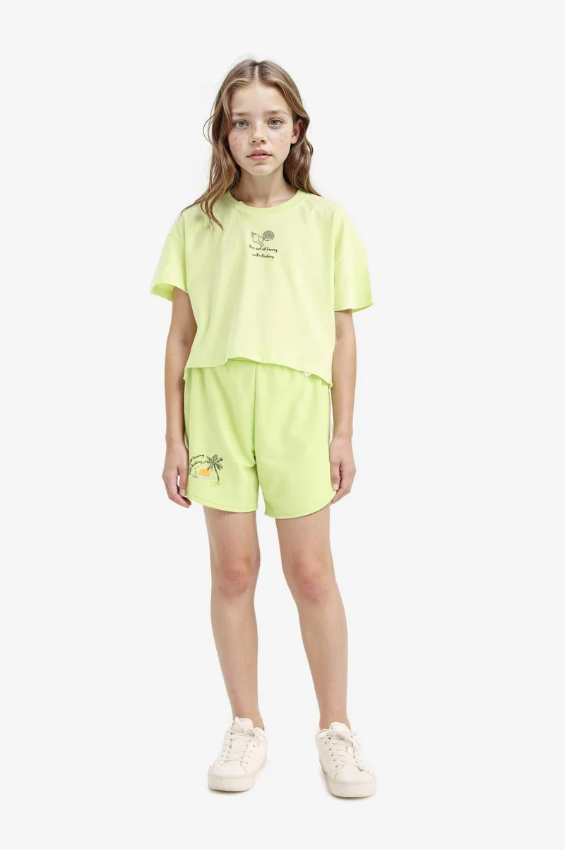 ديفاكتو Girl Elastic Waist Printed Shorts