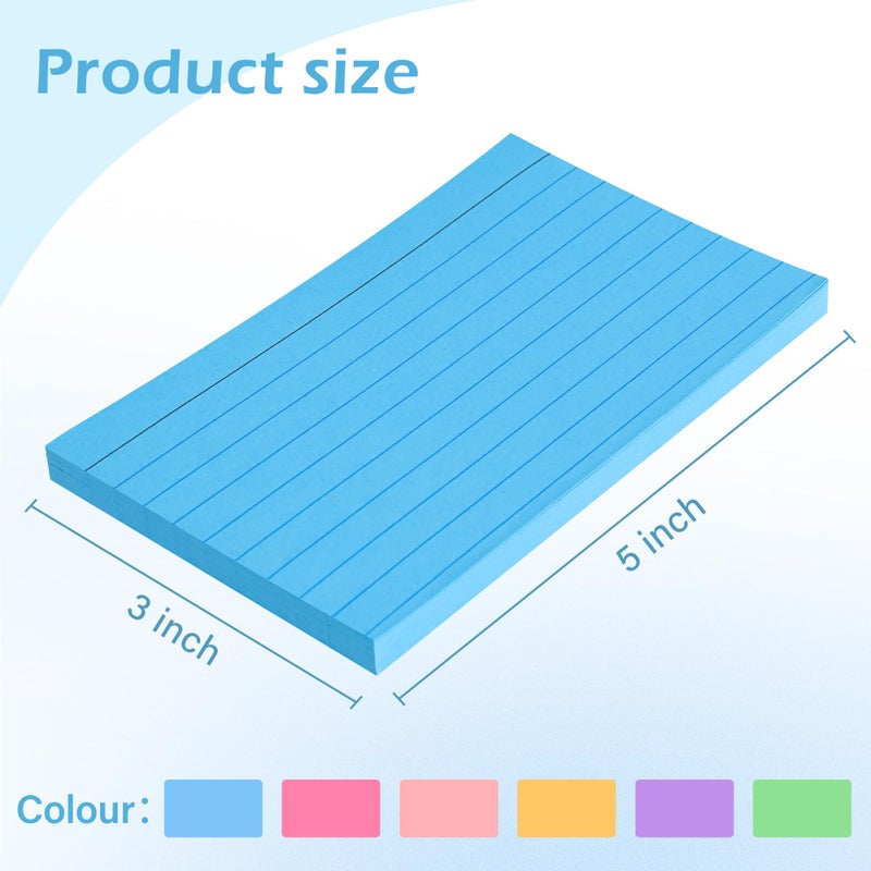 EHME EHME EHME 3"x5" Lined Index Cards in Bright Assorted Colored, 216 Pcs Flash Cards Colorful Ruled Notecards Study Cards for Learning Note Taking and Studying - Image 2