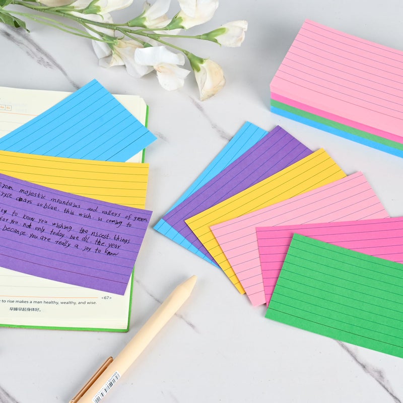 EHME EHME EHME 3"x5" Lined Index Cards in Bright Assorted Colored, 216 Pcs Flash Cards Colorful Ruled Notecards Study Cards for Learning Note Taking and Studying - Image 4