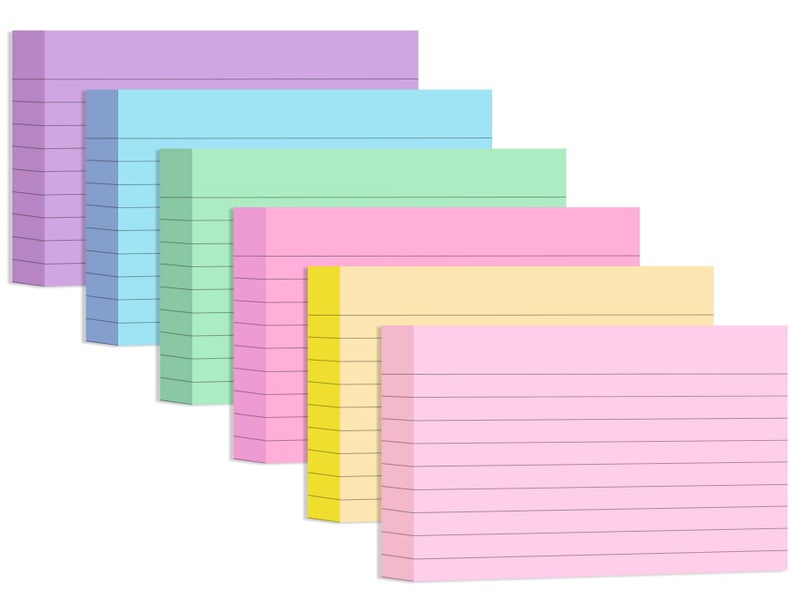 EHME EHME EHME 3"x5" Lined Index Cards in Bright Assorted Colored, 216 Pcs Flash Cards Colorful Ruled Notecards Study Cards for Learning Note Taking and Studying - Image 1