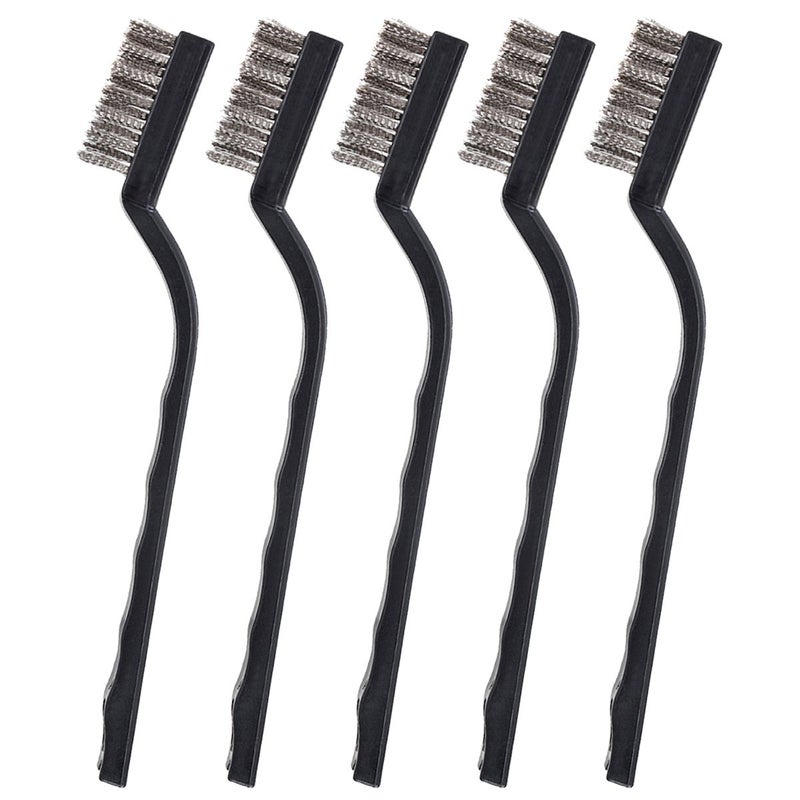 Topspeeder 10 Pieces Small Wire Brush Scratch Brush (Stainless Steel + Brass), Curved Handle Masonry Brush Wire Bristle for Cleaning Welding Slag and Rust - Image 4